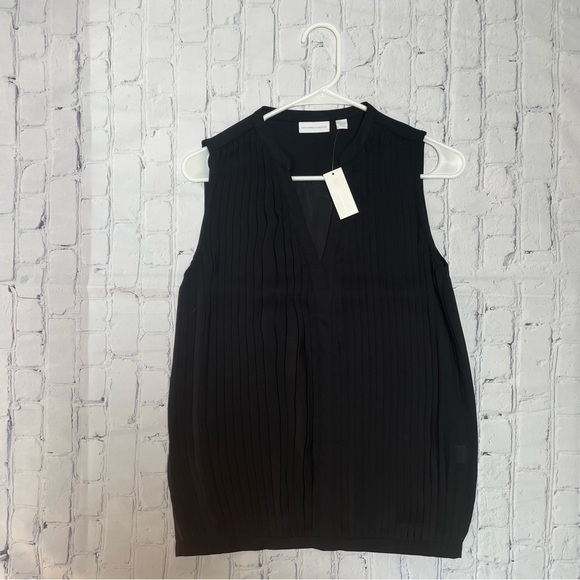 New York and Company Sleeveless V Neck Blouse with Ruffles on front - Picture 6 of 6